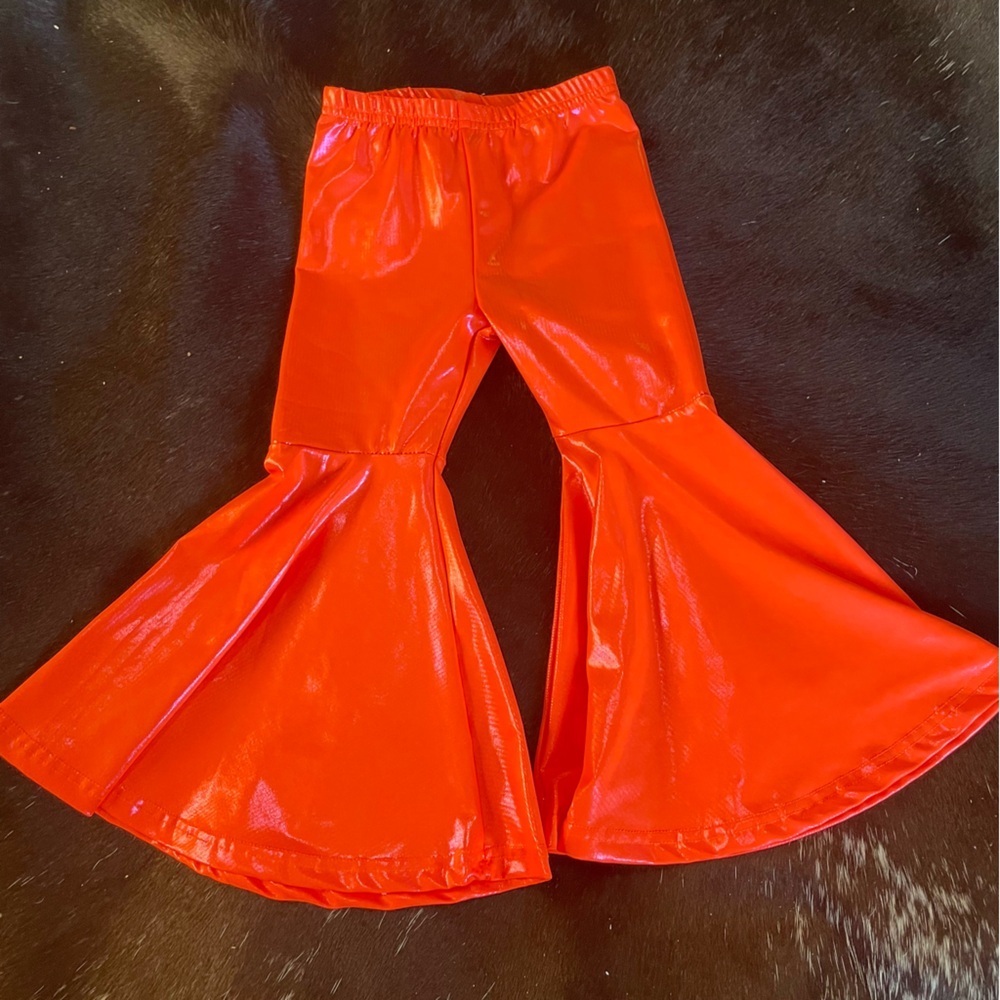 New Shiny Neon Electric Orange Bell Bottoms Bells Size 18 24 Months Small